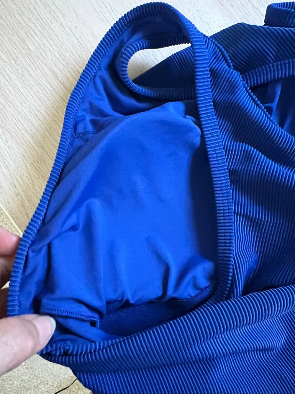 Dobreva Ribbed High-Neck Bikini Crop Top - Royal Blue, Size Small 4-6